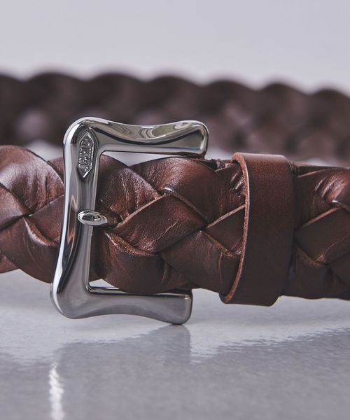 J&M DAVIDSON ブライドルレザーメッシュベルト 28/70 英国製 黒 別注】<J&M DAVIDSON> ワイドメッシュベルト