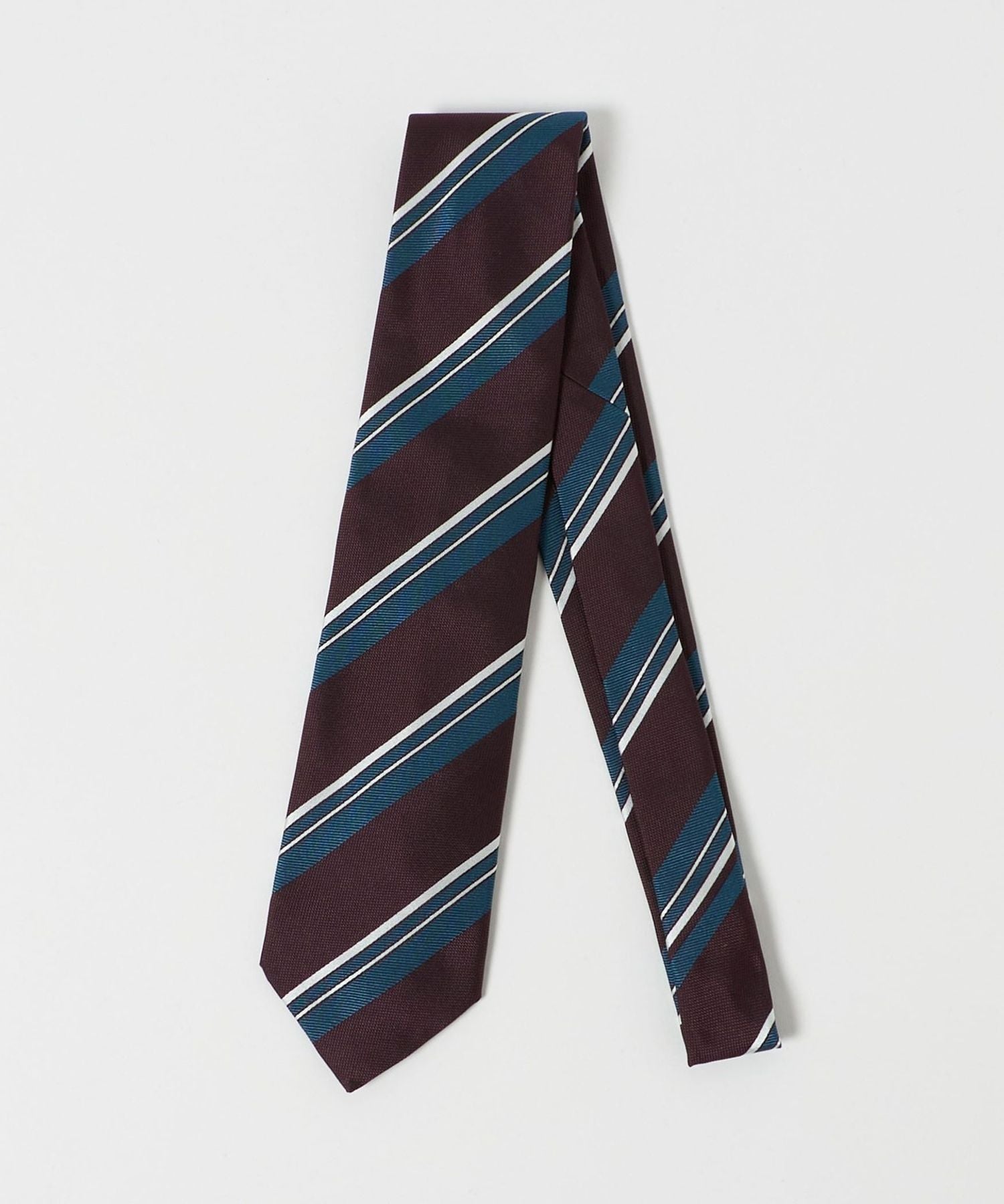 値下げ〔超美品〕ステファノビジ ストライプ ネクタイ ネイビー ブラウン STEFANO BIGI＞ストライプ ネクタイ