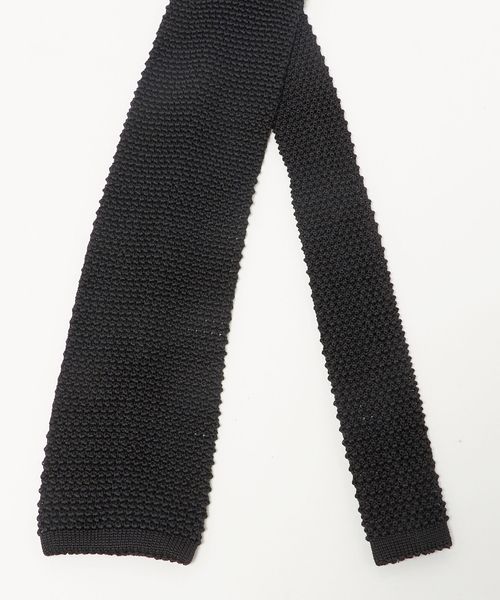 【美品】UNITED ARROWS／ニットタイ／ソリッド／ブラック／Italy製 ニット タイ