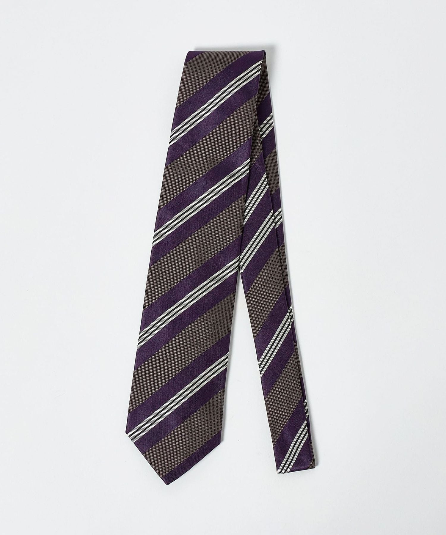 【美品】ユナイテッドアローズ ネクタイ ベージュ グリーン ストライプ 高級 カラー マルチストライプ ネクタイ