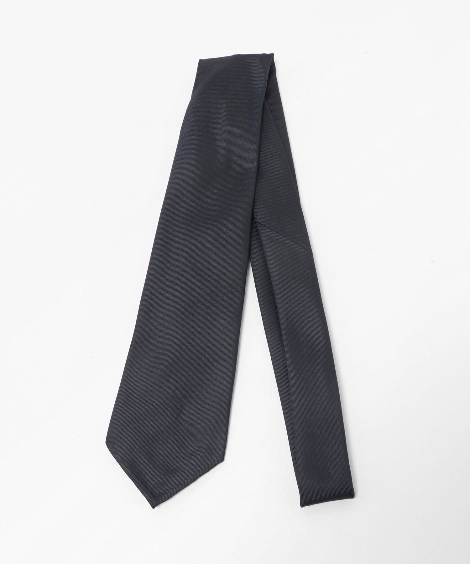 ATTO VANNUCCI＞シルク ネイビー ソリッド ツイル ネクタイ