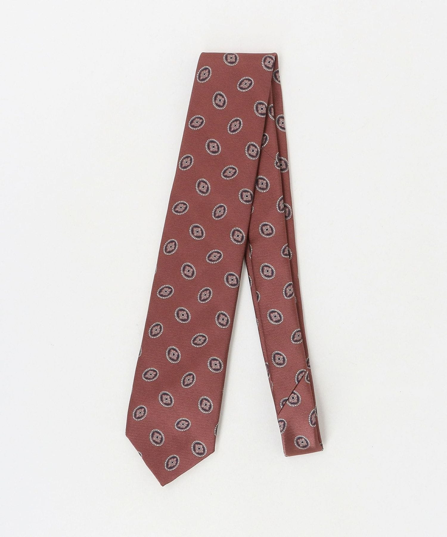 【新品】FRANCO BASSI／ダイヤモンドモチーフ／ジャガードタイ／ブラウン 新品】FRANCO BASSI／ダイヤモンドモチーフ／ジャガードタイ／ブラウン