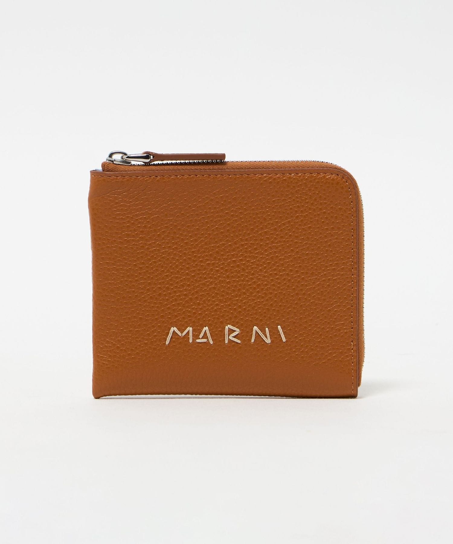 【新品未使用】MARNI ZIP AROUND WALLET Black leather zip-around wallet with Marni Mending embroidery | Marni