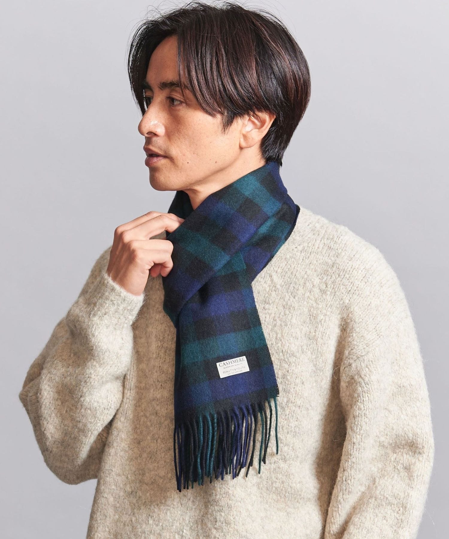 【UNITED ARROWS】ユナイテッドアローズ カシミア100%マフラー カシミヤ ソリッド マフラー