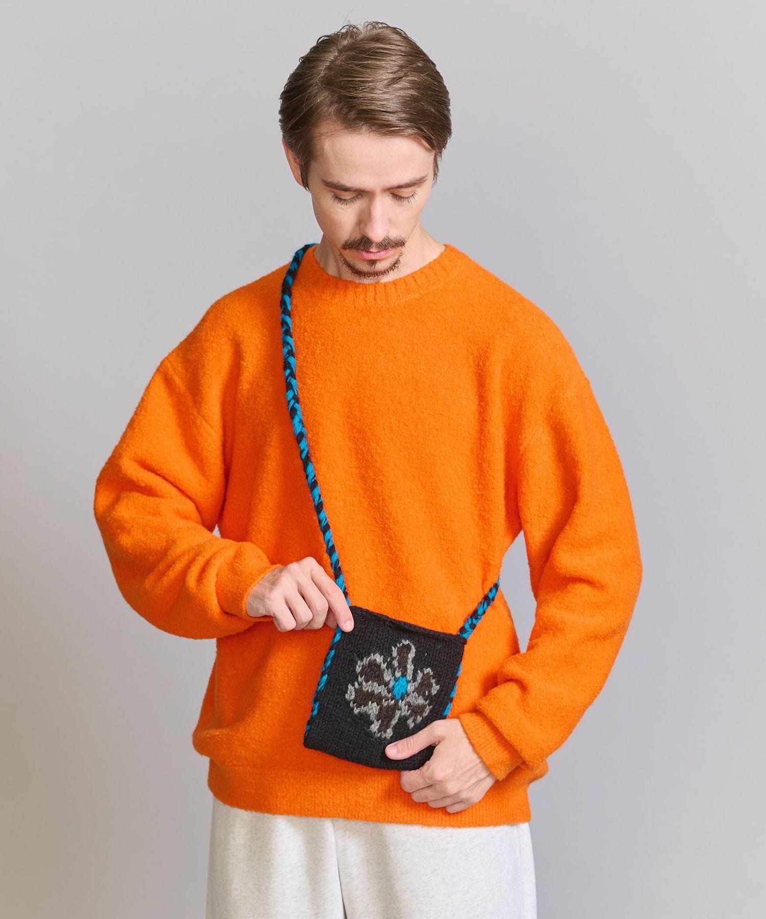 【美品】希少‼️ コットン ニット ベーシック 花柄 フラワー　Niche. 別注】 ＜Niche.＞ フラワー ニット バッグ