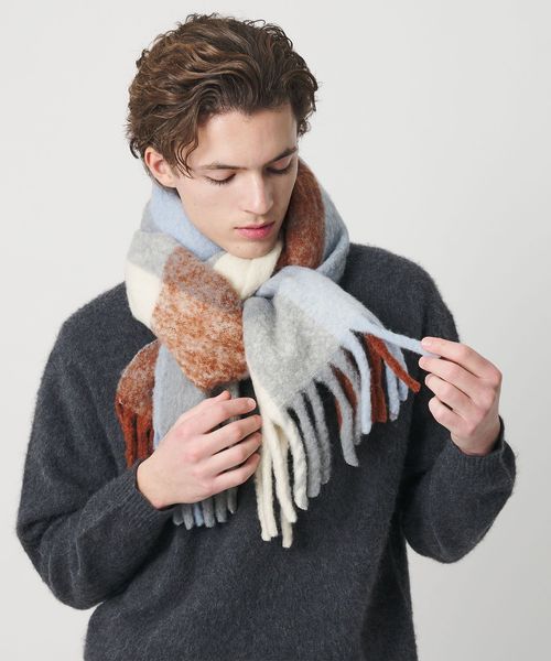 BEAUTY&YOUTH/ブラッシュド ブロックチェック マフラー/ストール / マフラー