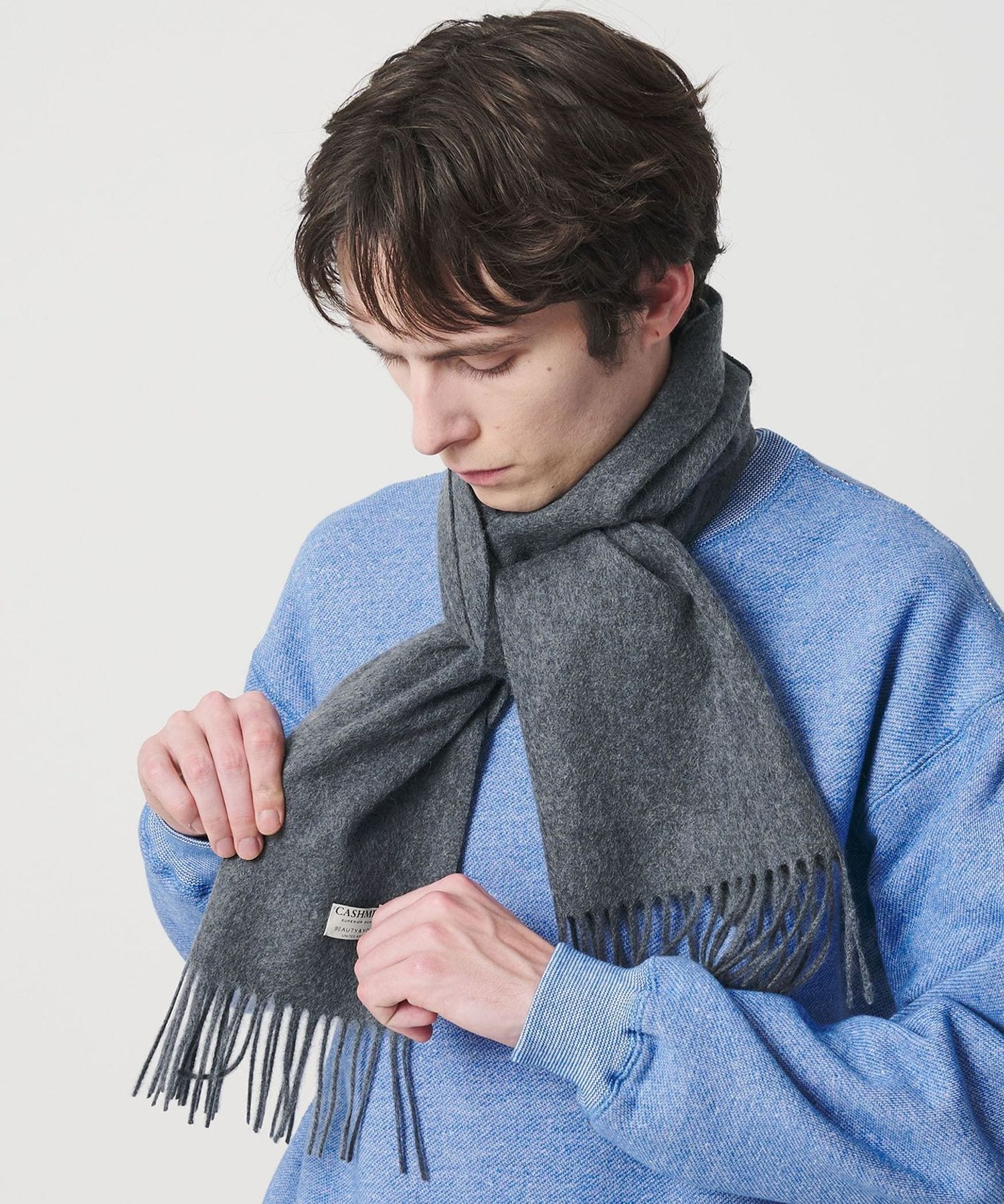カシミヤ ソリッド マフラー