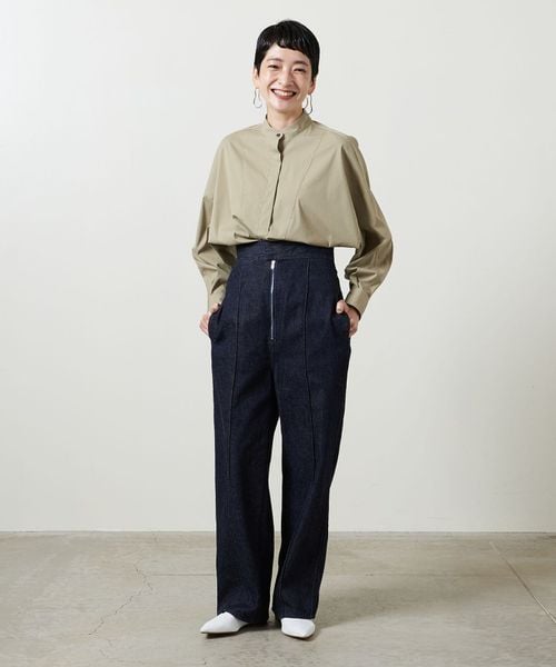 LIVINGTONE(リヴィントーン)>ジップ ハイウエスト デニムパンツ LIVINGTONE(リヴィントーン)>ジップ ハイウエスト デニムパンツ