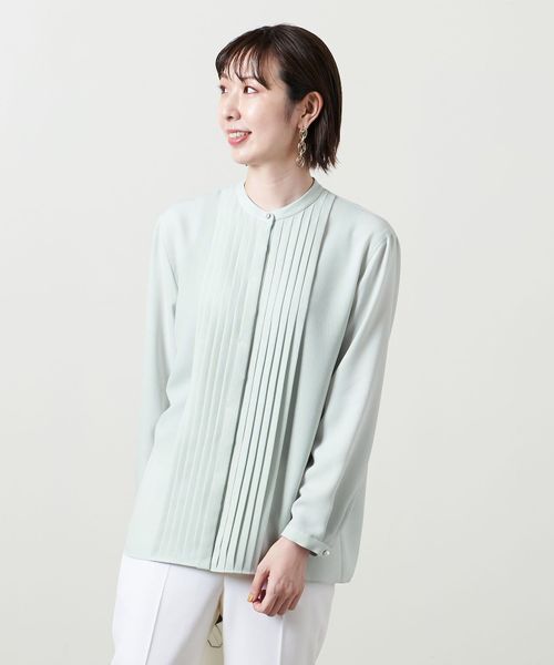 UNITED ARROWS> W/P ペプラム ハイネック ブラウス B