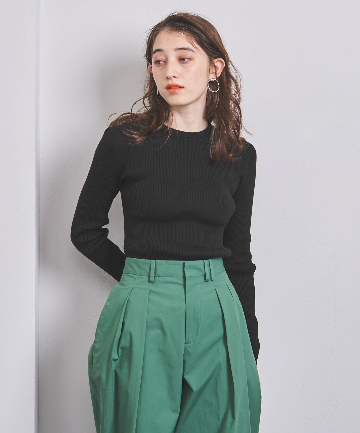 United Arrows C リブ クルーネック ニット W