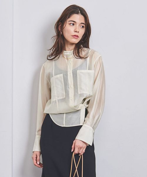 ユナイテッドアローズ／クルーネック×タックスリーブゆったりブラウス ベージュ UNITED ARROWS - ユナイテッドアローズ／クルーネック×タックスリーブ