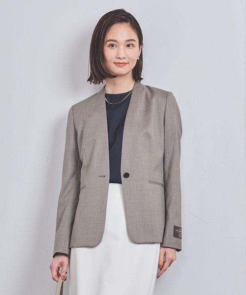美品✨アローズ　4.4万　Lサイズ　40 高級カノニコ生地　ノーカラージャケット 美品✨アローズ 4.4万 Lサイズ 40 高級カノニコ生地 ノーカラー