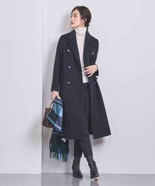 1116y 美品 ユナイテッドアローズ メタルボタンノーカラーショートコート 黒 61176847_b_03_215.jpg