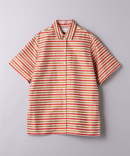 UNITED ARROWS◆半袖シャツ/FREE/ポリエステル/RED/ボーダー/1516-215-1529 ボーダー ショートスリーブ シャツ RED