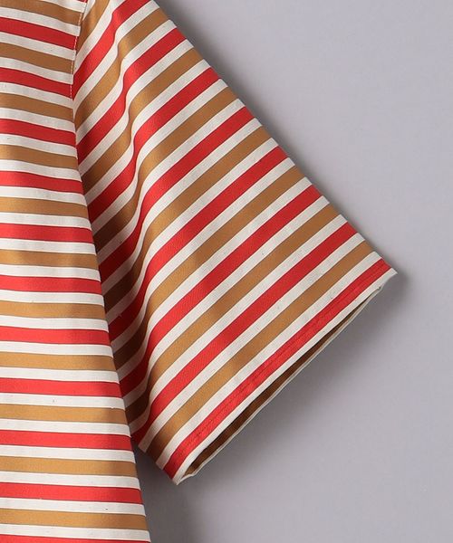 UNITED ARROWS◆半袖シャツ/FREE/ポリエステル/RED/ボーダー/1516-215-1529 ボーダー ショートスリーブ シャツ RED
