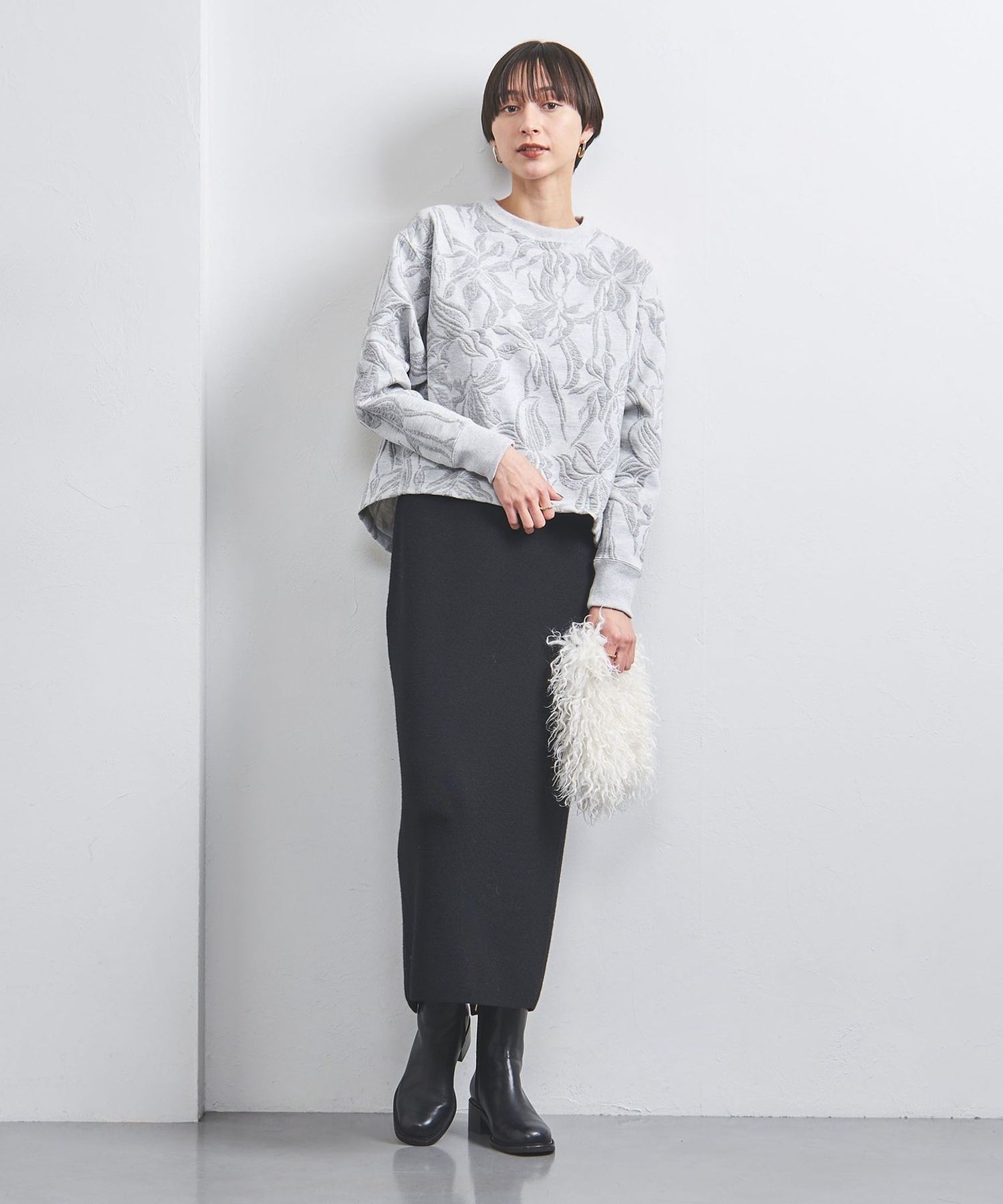 フラワー ジャカード ロングスリーブ スウェット