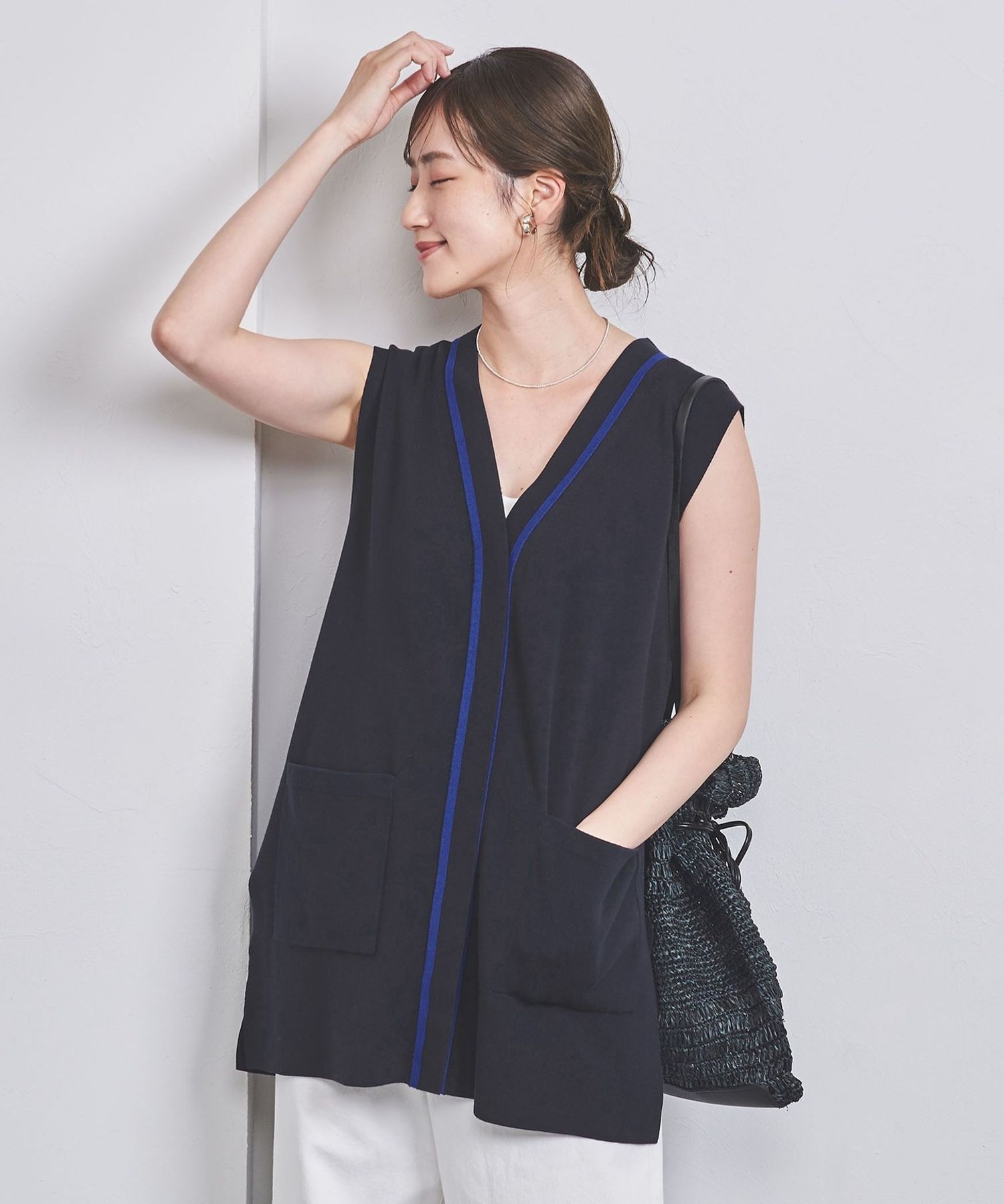 美品 ユナイテッドアローズ ベスト ネイビー さげ