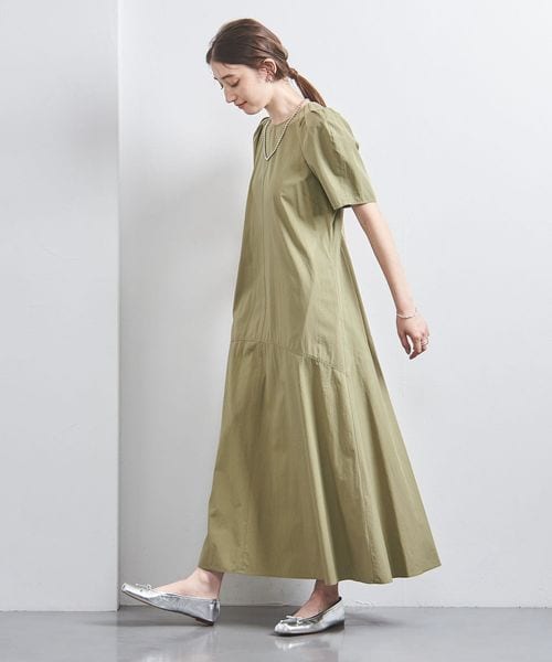 パフスリーブ ロングワンピース 