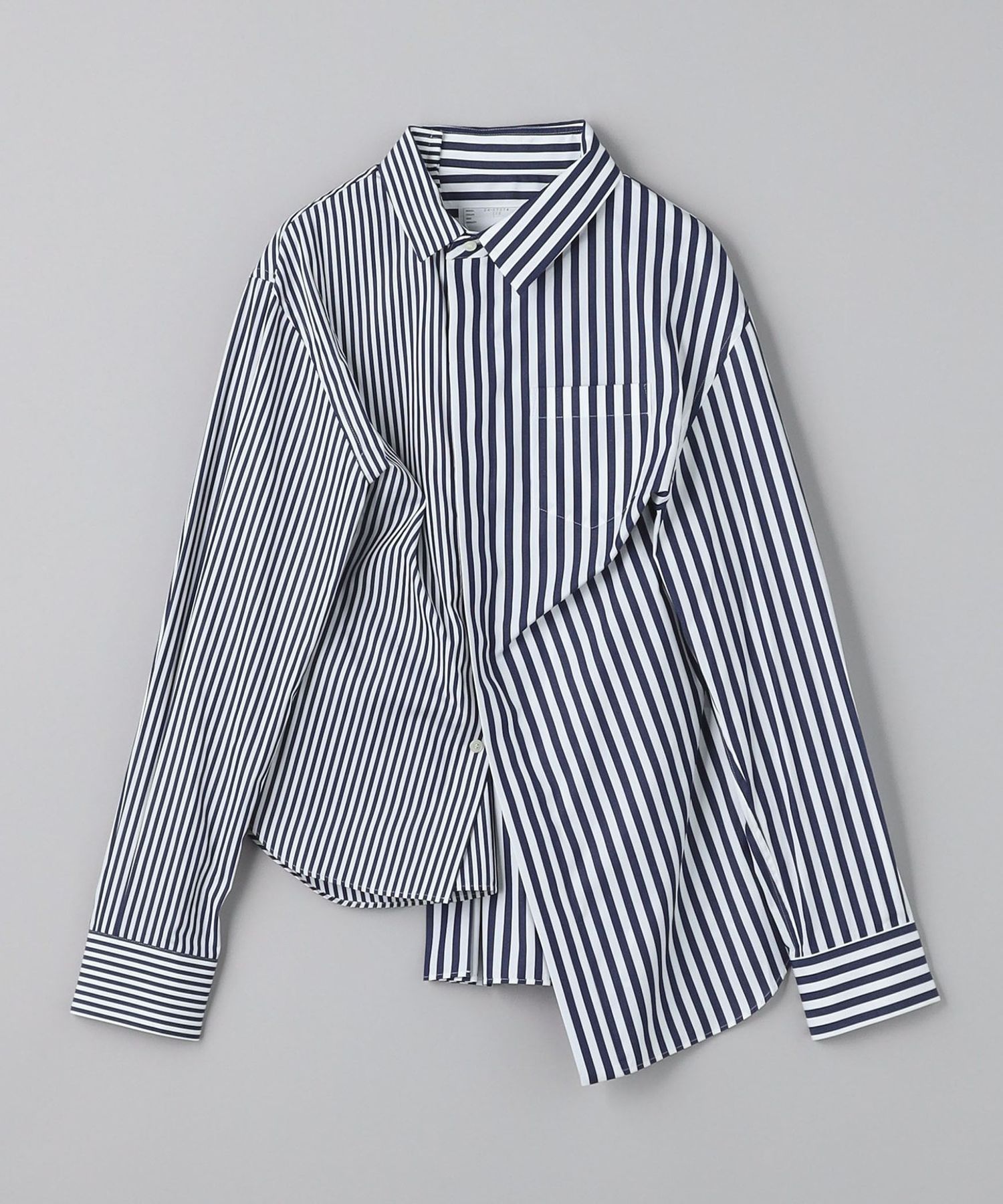 sacai＞アシンメトリーヘム シャツ NAVY