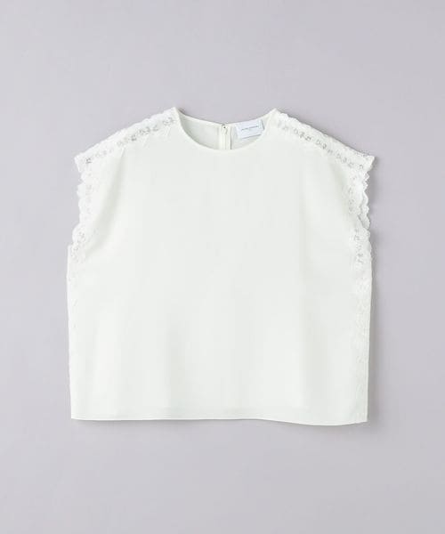 レースコンビ フレンチスリーブ ブラウス　UNITED ARROWS レースコンビ フレンチスリーブ ブラウス