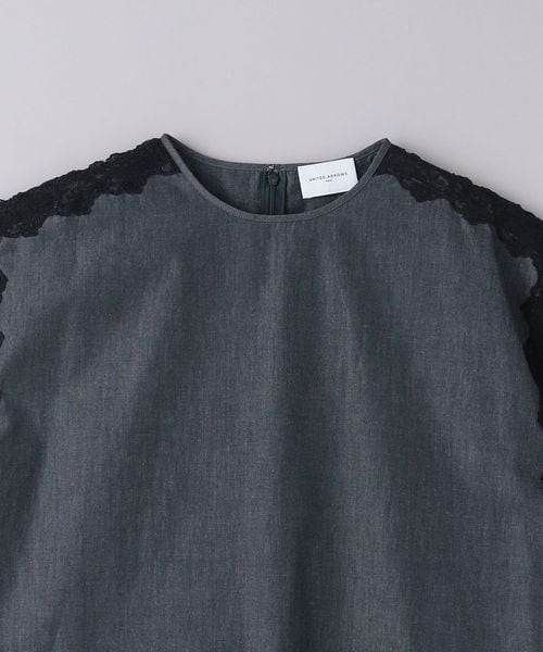 レースコンビ フレンチスリーブ ブラウス　UNITED ARROWS レースコンビ フレンチスリーブ ブラウス