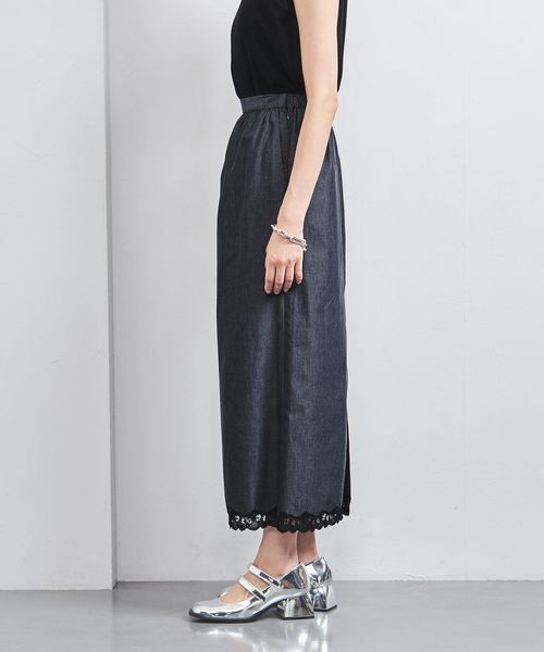 タグ付き未使用✳︎UNITED ARROWS｜レース タイトスカート ミディ丈 美品】UNITED ARROWS ミディ丈タイトスカート レース イエロー M