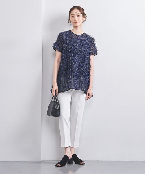 UNITED ARROWS リボン カットジャカード ショートスリーブ ブラウス リボン カットジャカード ショートスリーブ ブラウス