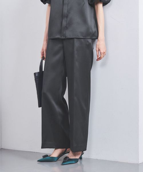 UNITED ARROWS/ポリエステル サテン ワイドストレート パンツ/スラックス