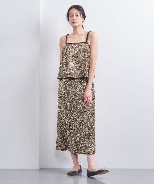 UNITED ARROWS ゴールド タイトスカート　40 スパングル タイトスカート