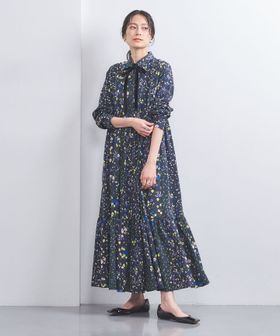 フラワープリント ロングワンピース 