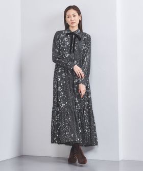 フラワープリント ロングワンピース 