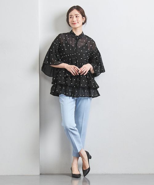 UNITED ARROWS イレギュラーシャーリング ジャカードブラウス 38 イレギュラー シャーリング ジャカードブラウス 6SL