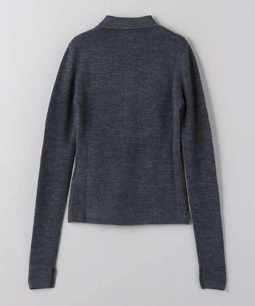 GANNI アーガイル柄 長袖ポロシャツ グレー GANNI アーガイル柄