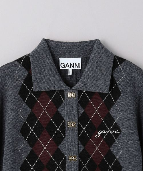 GANNI＞アーガイル ポロニット