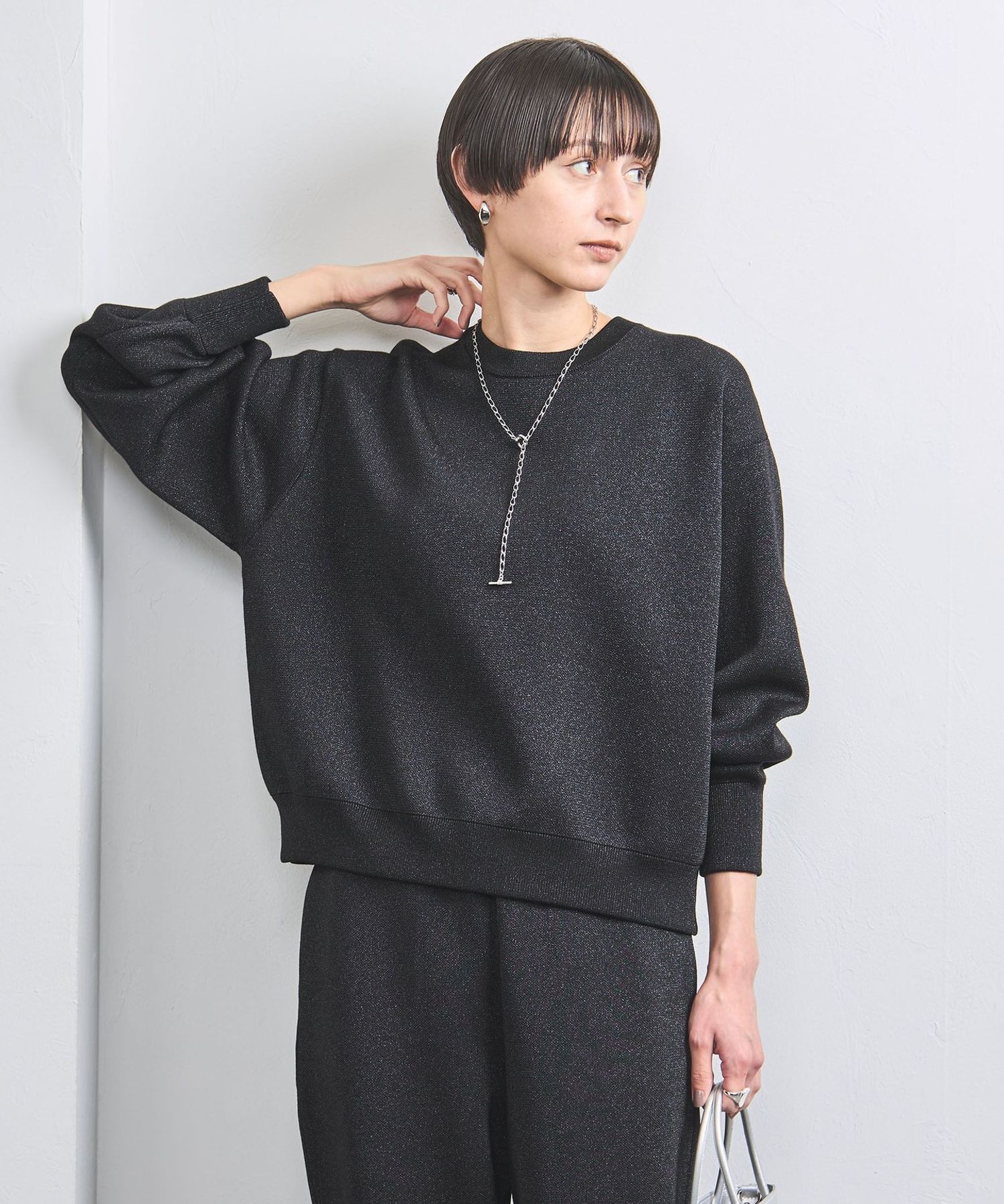 美品❣️ ユナイテッドアローズ ＊ラメ クルーネック スウェット ニット＊ ラメ クルーネック スウェット ニット