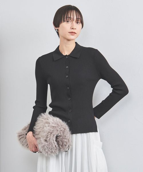 完売品 UNITED ARROWS ポロカラーリブニット　ネイビー UNITED ARROWS（ユナイテッドアローズ）の「ポロカラー