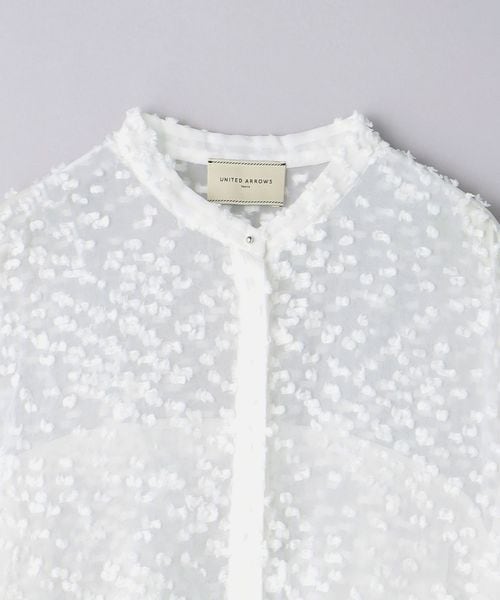 【UNITED ARROWS】バックフレア ドット カットジャガード ブラウス バックフレア ドット カットジャガード ブラウス