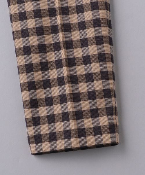 【大きいサイズ】ユナイテッドアローズ　シャイニー ギンガムチェック スリムパンツ UNITED ARROWS LTD. OUTLET｜シャイニーギンガムチェック スリム