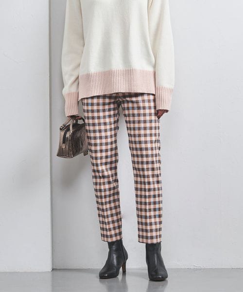 美品✨ユナイテッドアローズ　シャイニー ギンガムチェック スリムパンツ L 美品 ユナイテッドアローズ シャイニー ギンガムチェック スリム