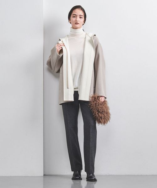 あさUNITED ARROWS メルトン　フード コート ブラウン　M メルトン リバー フード コート
