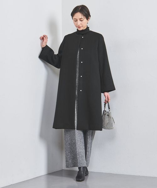 UNITED ARROWS Aラインノーカラーミドル丈コート ブラック 34 UNITED ARROWS（ユナイテッドアローズ）の「＜UNITED ARROWS＞A