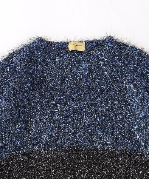 Metallic shaggy long sleeve knit