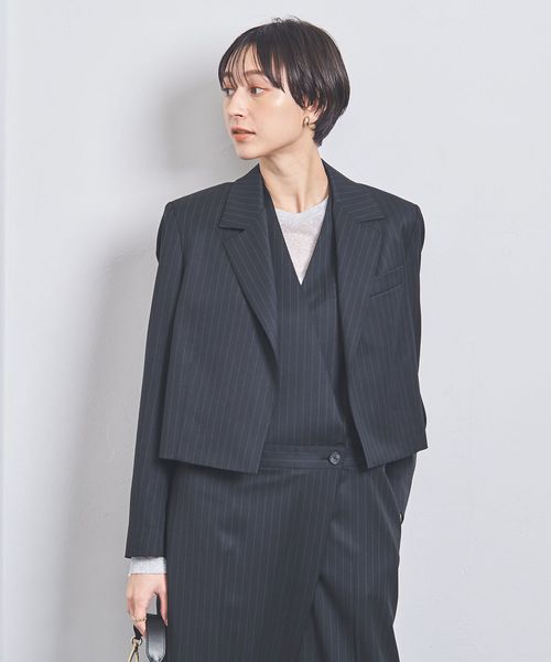 ピンストライプ ショートジャケット