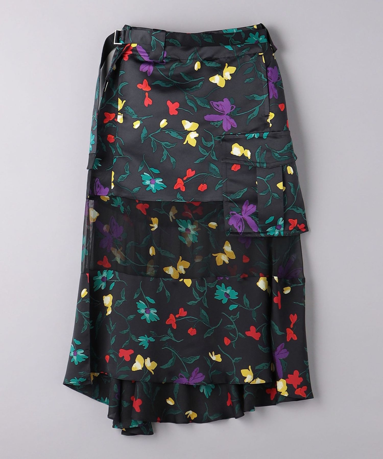sacai＞フラワープリント コンビ スカート 