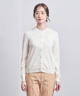 コットンシルク 18G クルーネック カーディガン