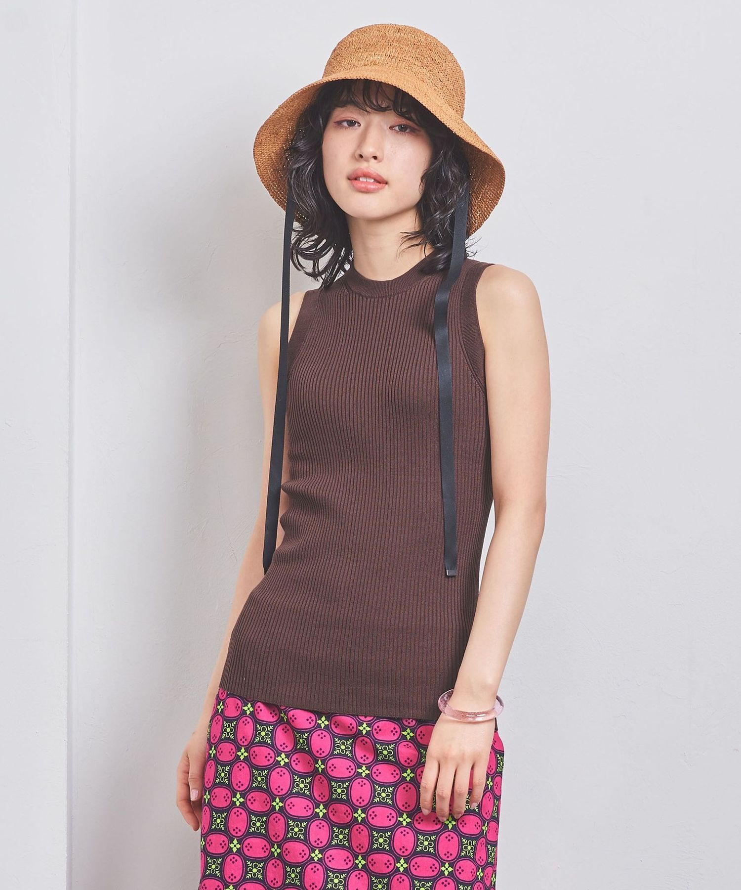 SACRA＞リブ ノースリーブ ニット 