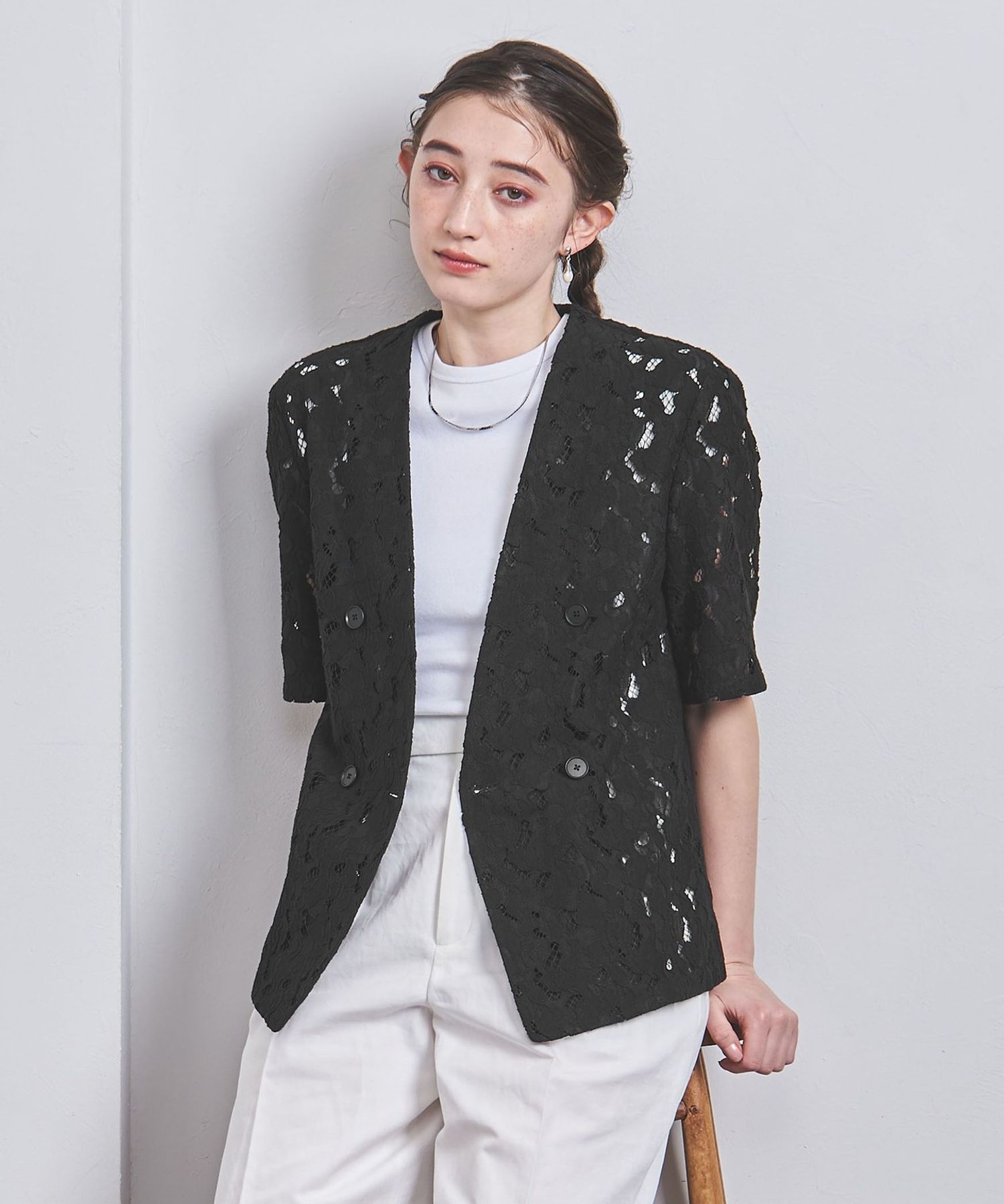 レース ショートスリーブ ジャケット 