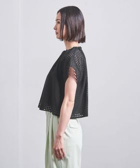 シアー ギンガムチェック フレンチスリーブ ブラウス