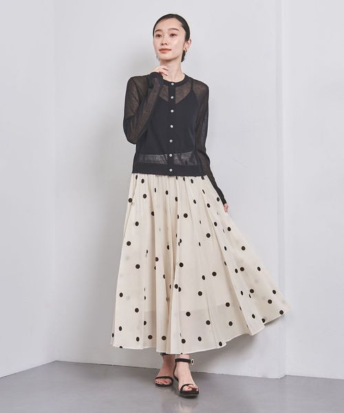 UNITED ARROWS 黒白水玉プリーツスカート UNITED ARROWS（ユナイテッドアローズ）の「オーガンジー