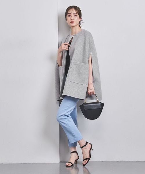 新品 今季　UNITEDARROWS バイカラーリバーケープ ネイビー ブラック バイカラー リバー ケープ